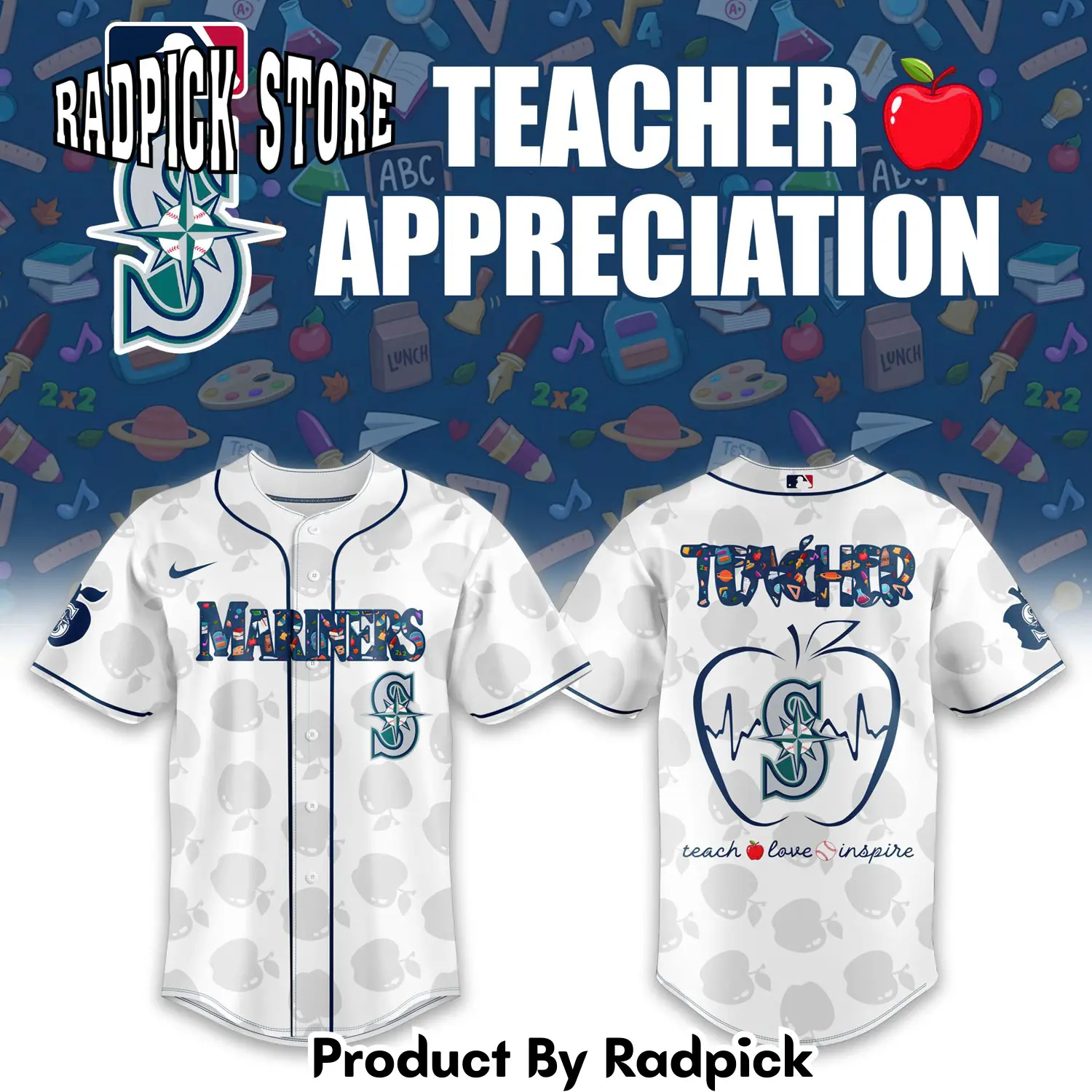 Radpick seattle mariners teacher appreciation new baseball jersey rp12792